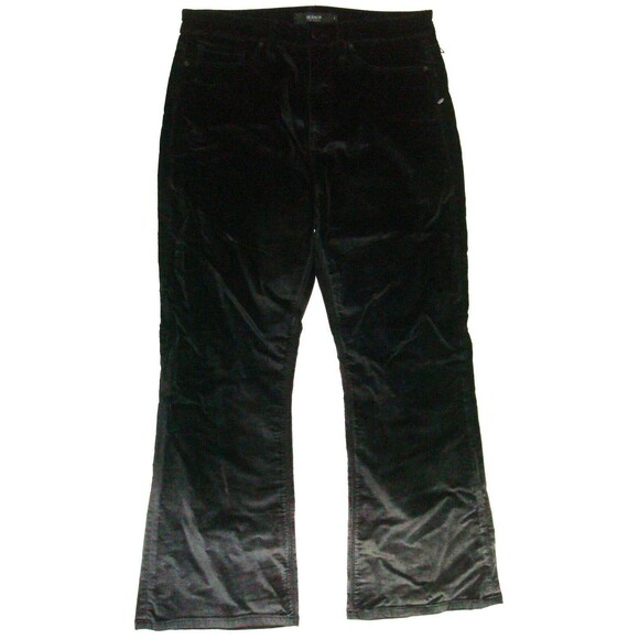 New Womens Designer Hudson Jeans 31 Black Silver NWT $225 Velvet Crop Pants High - Picture 2 of 7
